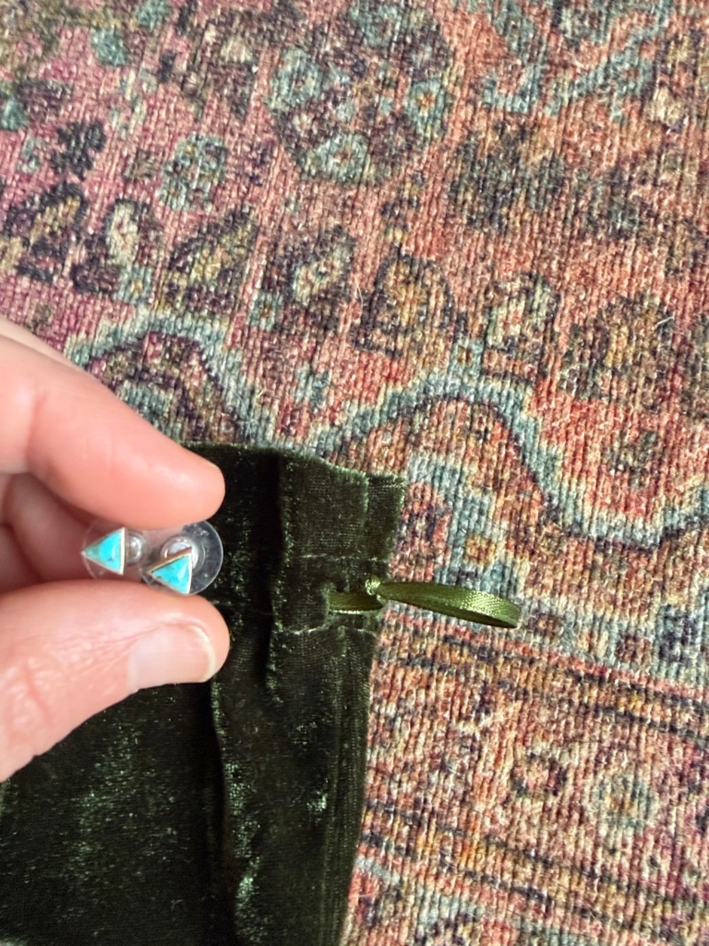 Native Tiny Turquoise Triangle Stud Earrings